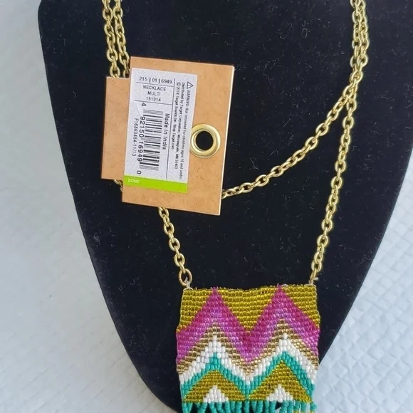 NEW‎ LONG MULTICOLOR BEADS NECKLACE GOLD - Picture 7 of 7